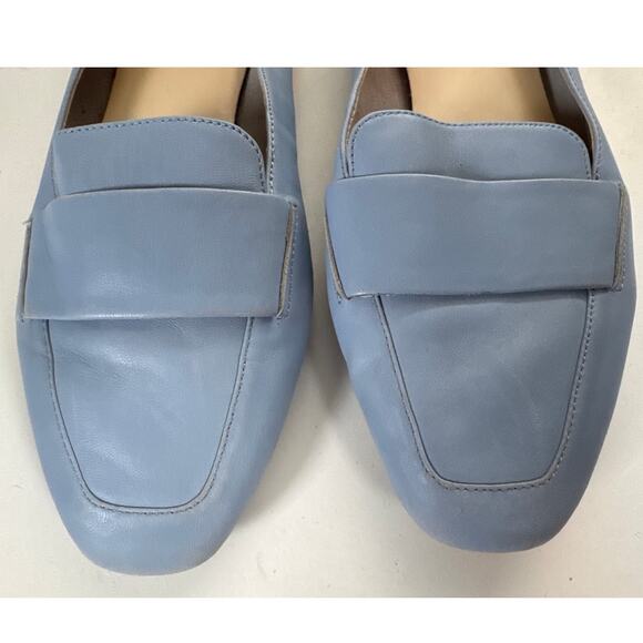 Enzo Angiolini Periwinkle Blue Leather Flat Loafers Womens 8.5 Classic Preppy - Picture 4 of 9